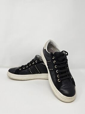 Geox Black Sneakers with Gold Stud Accents